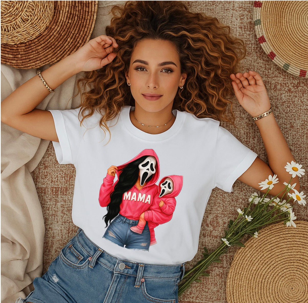 Ghost Face Mama and Baby T-Shirt